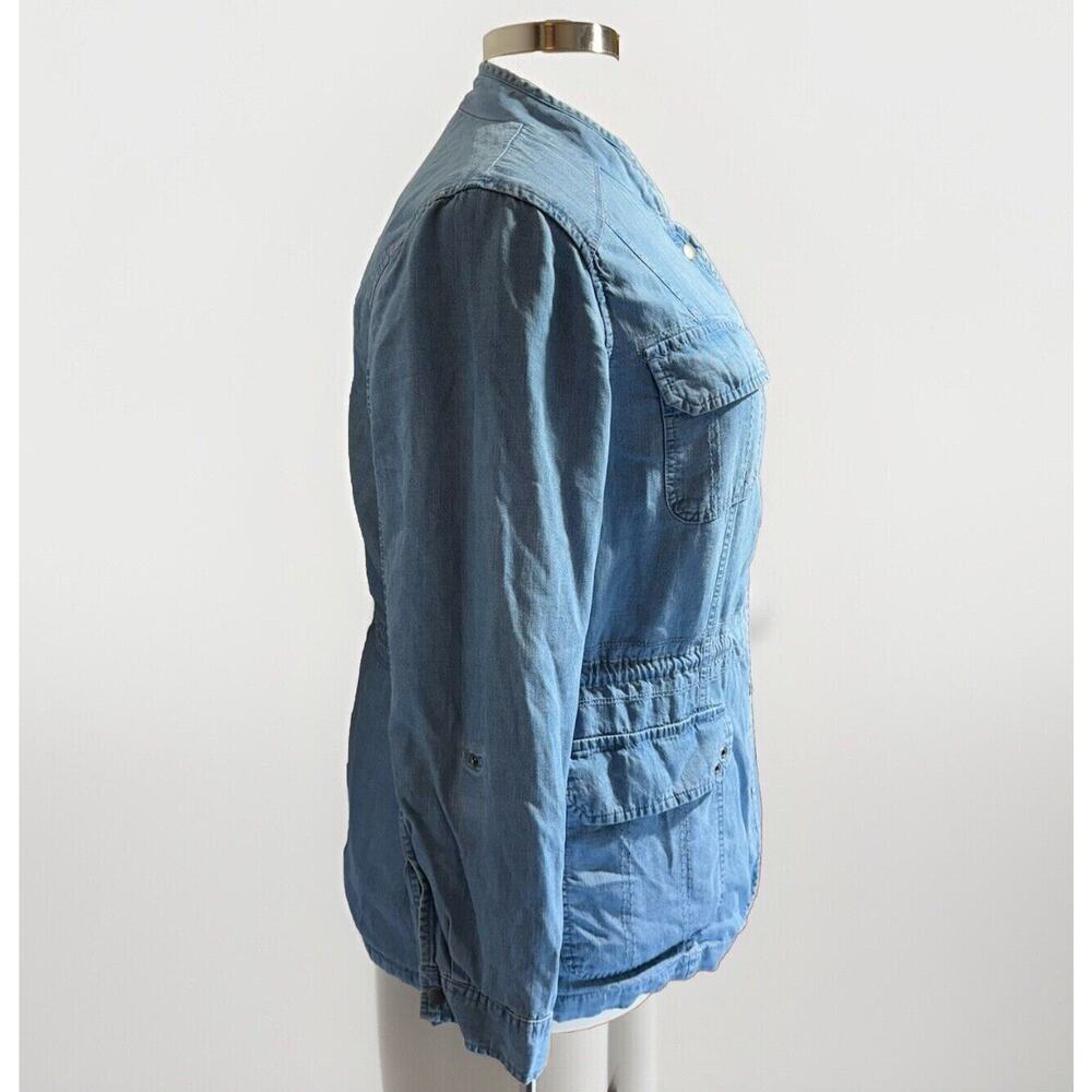 Style & Co Utility Jacket Roll Tab Sleeves Women’s Size XL Blue Chambray - Picture 3 of 9